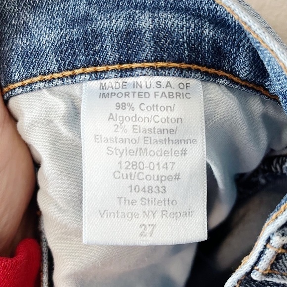 Current/Elliott The Stiletto Skinny Jeans Vintage NY Repair Medium Wash Size 27 - Picture 11 of 12